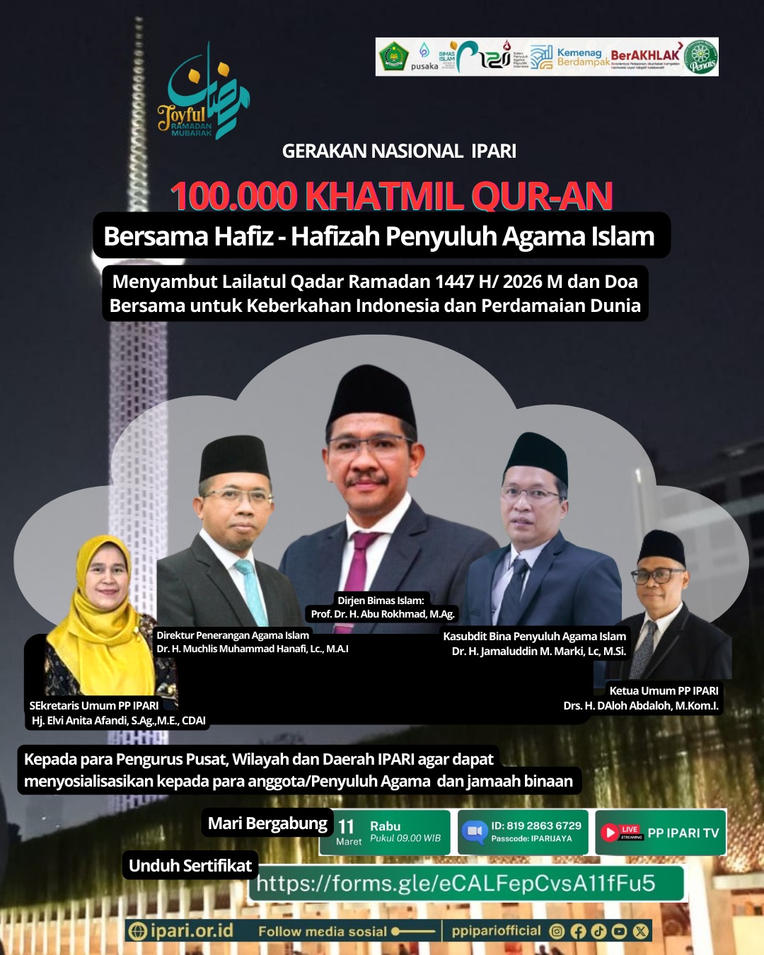 Gema Wahyu di Langit Ramadan: IPARI Gelar Khatmil Qur’an Massal 100.000 Kali